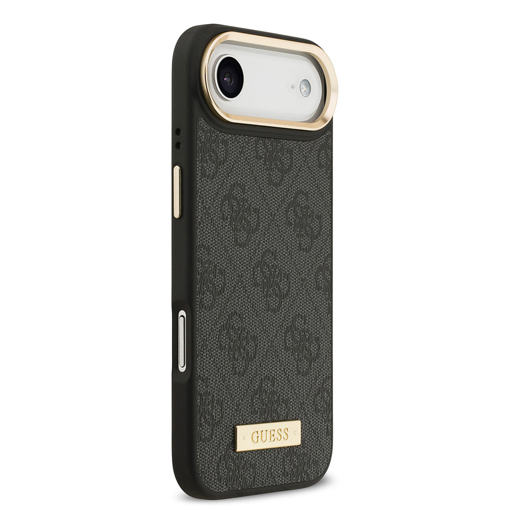 iPhone 17 Air Kılıf Guess Orjinal Lisanslı M-safe Şarj Özellikli 4G Desenli PU Metal Plaka Klasik Logolu Kapak