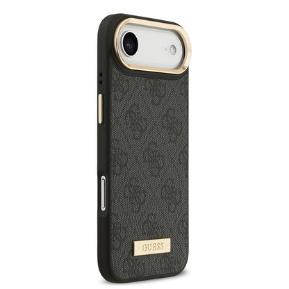 iPhone 17 Air Kılıf Guess Orjinal Lisanslı M-safe Şarj Özellikli 4G Desenli PU Metal Plaka Klasik Logolu Kapak