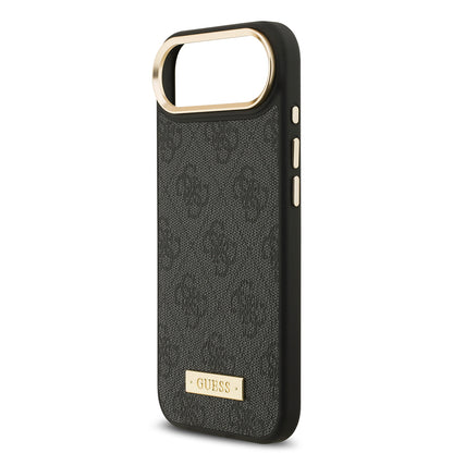 iPhone 17 Air Kılıf Guess Orjinal Lisanslı M-safe Şarj Özellikli 4G Desenli PU Metal Plaka Klasik Logolu Kapak