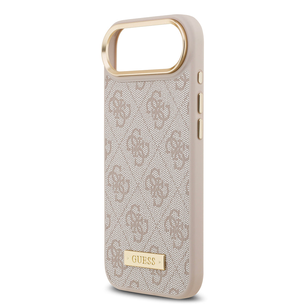 iPhone 17 Air Kılıf Guess Orjinal Lisanslı M-safe Şarj Özellikli 4G Desenli PU Metal Plaka Klasik Logolu Kapak