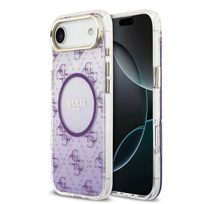 iPhone 17 Air Kılıf Guess Orjinal Lisanslı M-safe Şarj Özellikli 4G Desenli Simli Silikon Kapak