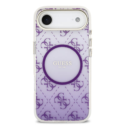 iPhone 17 Air Kılıf Guess Orjinal Lisanslı M-safe Şarj Özellikli 4G Desenli Simli Silikon Kapak
