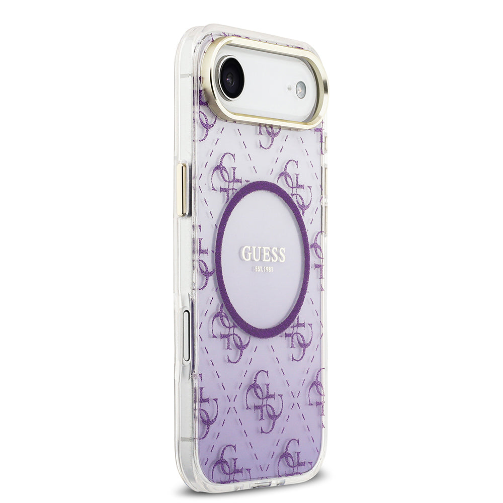 iPhone 17 Air Kılıf Guess Orjinal Lisanslı M-safe Şarj Özellikli 4G Desenli Simli Silikon Kapak
