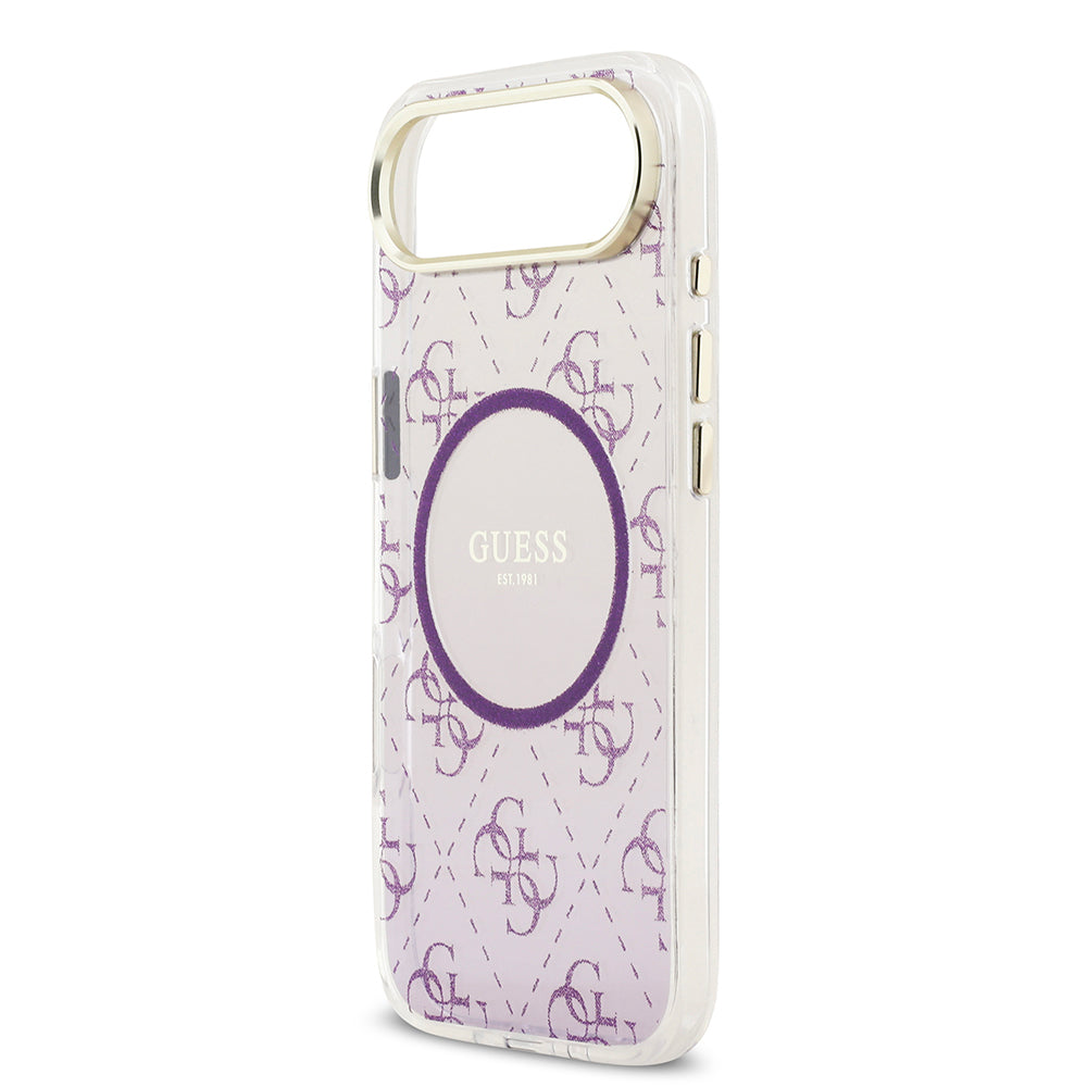 iPhone 17 Air Kılıf Guess Orjinal Lisanslı M-safe Şarj Özellikli 4G Desenli Simli Silikon Kapak