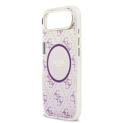 iPhone 17 Air Kılıf Guess Orjinal Lisanslı M-safe Şarj Özellikli 4G Desenli Simli Silikon Kapak