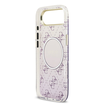 iPhone 17 Air Kılıf Guess Orjinal Lisanslı M-safe Şarj Özellikli 4G Desenli Simli Silikon Kapak