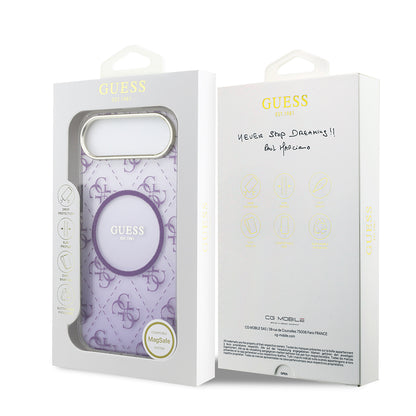 iPhone 17 Air Kılıf Guess Orjinal Lisanslı M-safe Şarj Özellikli 4G Desenli Simli Silikon Kapak