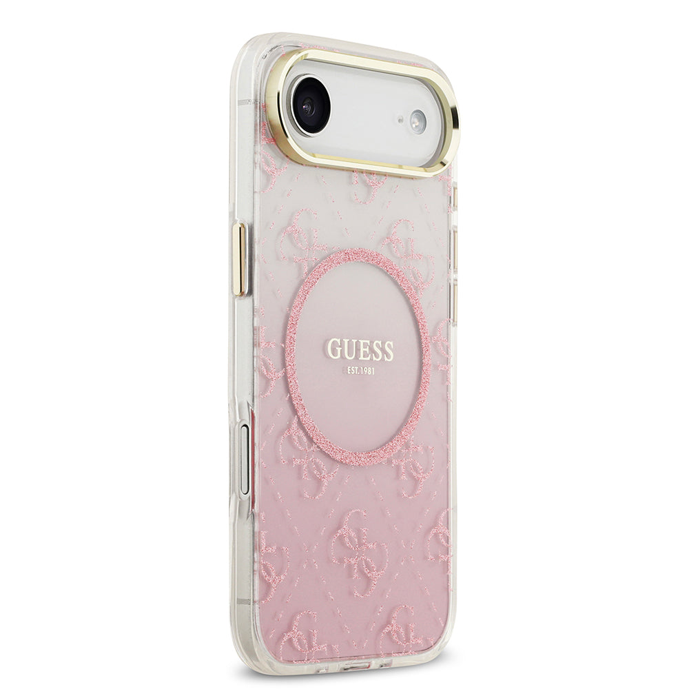 iPhone 17 Air Kılıf Guess Orjinal Lisanslı M-safe Şarj Özellikli 4G Desenli Simli Silikon Kapak