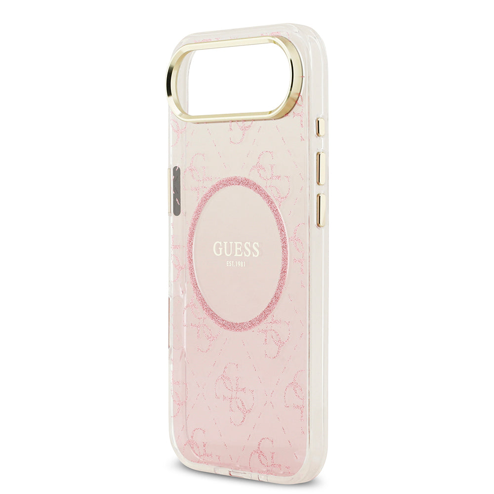 iPhone 17 Air Kılıf Guess Orjinal Lisanslı M-safe Şarj Özellikli 4G Desenli Simli Silikon Kapak