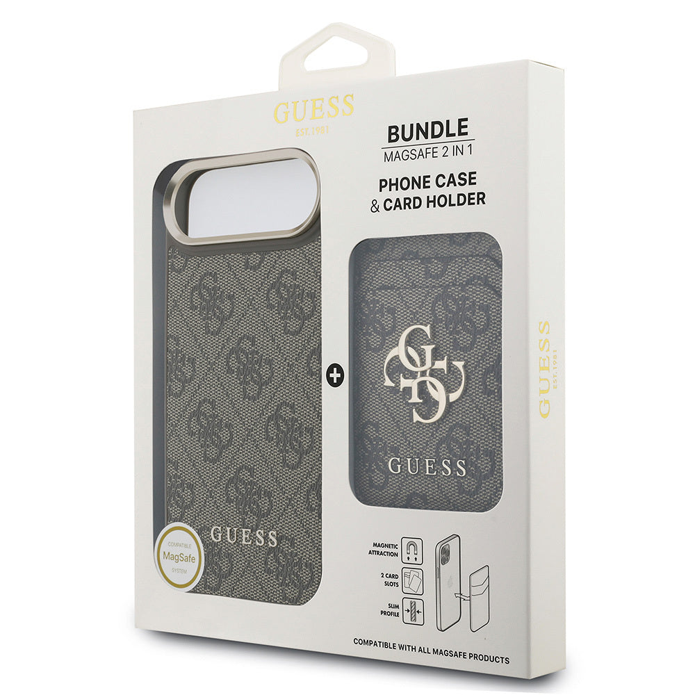 iPhone 17 Air Kılıf Guess Orjinal Lisanslı M-safe Şarj Özellikli 4G Metal Büyük Logolu Kartlıklı Kapak
