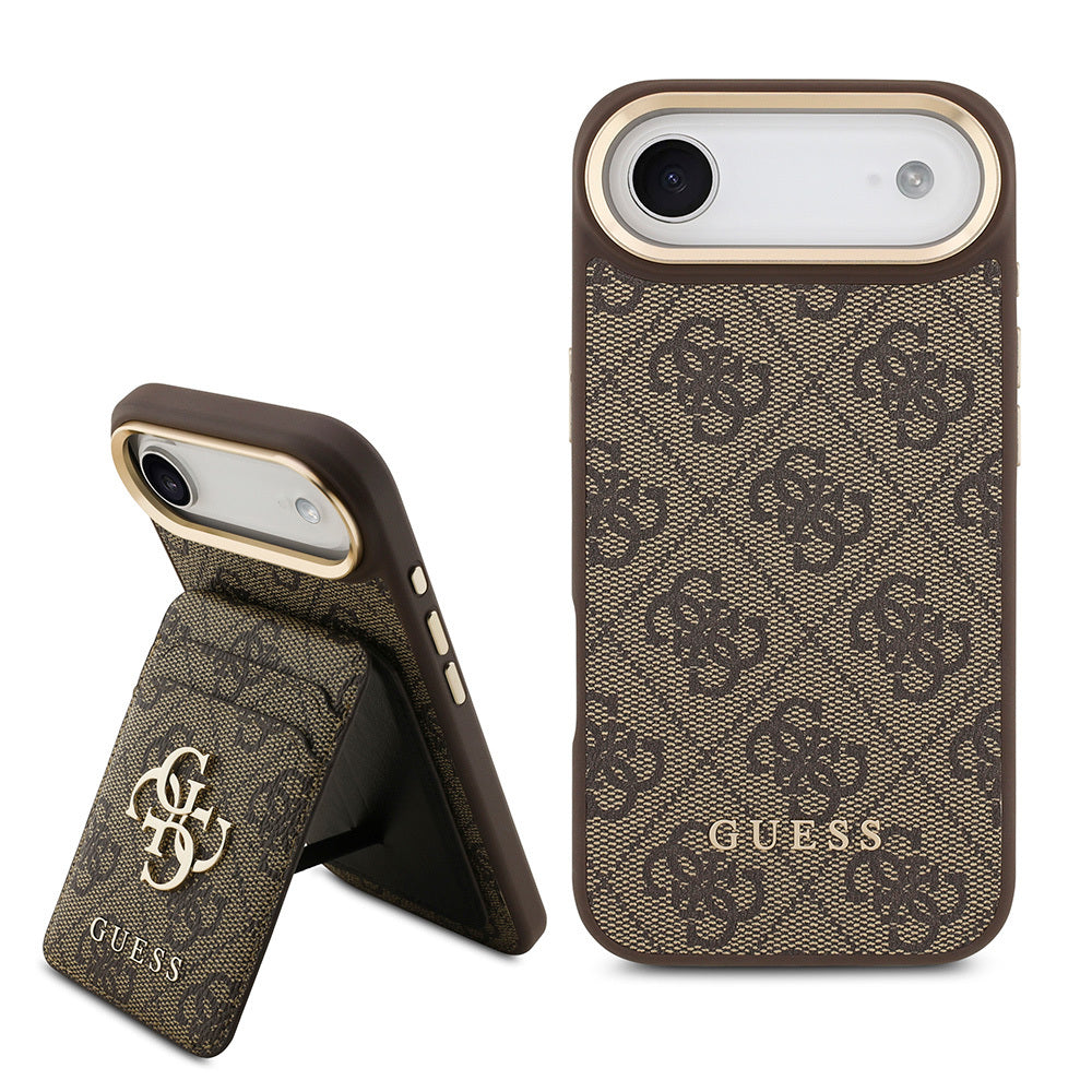 iPhone 17 Air Kılıf Guess Orjinal Lisanslı M-safe Şarj Özellikli 4G Metal Büyük Logolu Kartlıklı Kapak