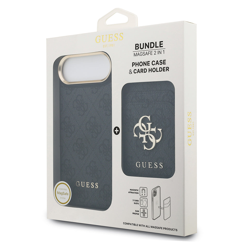 iPhone 17 Air Kılıf Guess Orjinal Lisanslı M-safe Şarj Özellikli 4G Metal Büyük Logolu Kartlıklı Kapak