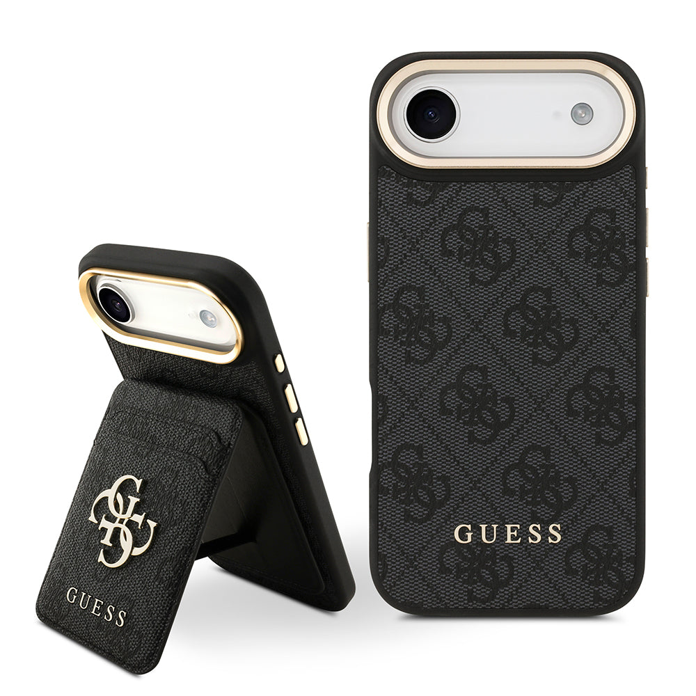 iPhone 17 Air Kılıf Guess Orjinal Lisanslı M-safe Şarj Özellikli 4G Metal Büyük Logolu Kartlıklı Kapak