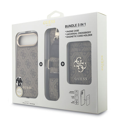 iPhone 17 Air Kılıf Guess Orjinal Lisanslı M-safe Şarj Özellikli Askılı ve 4G Logo Kartlıklı Kapak