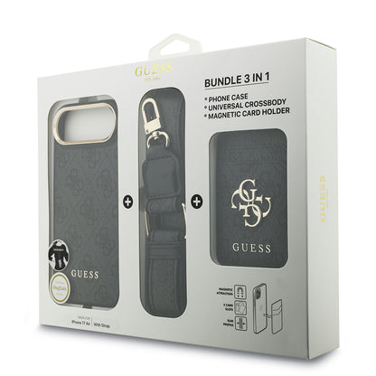 iPhone 17 Air Kılıf Guess Orjinal Lisanslı M-safe Şarj Özellikli Askılı ve 4G Logo Kartlıklı Kapak