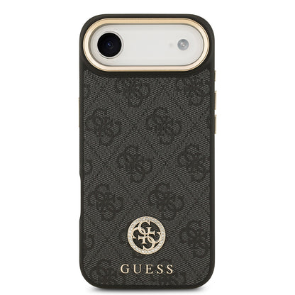 iPhone 17 Air Kılıf Guess Orjinal Lisanslı M-safe Şarj Özellikli Gold Metal Kamera Çerçeveli Taşlı 4G Logolu Kapak