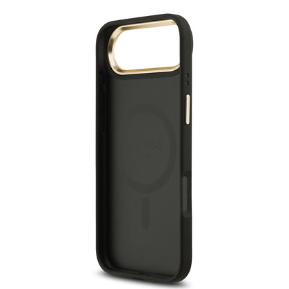 iPhone 17 Air Kılıf Guess Orjinal Lisanslı M-safe Şarj Özellikli Gold Metal Kamera Çerçeveli Taşlı 4G Logolu Kapak