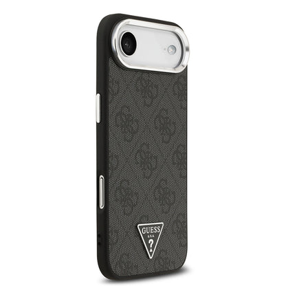 iPhone 17 Air Kılıf Guess Orjinal Lisanslı M-safe Şarj Özellikli Gümüş Metal Kamera Çerçeveli Üçgen Logo 4G Desenli Kapak