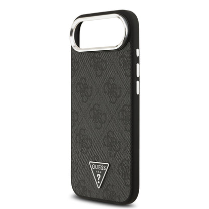 iPhone 17 Air Kılıf Guess Orjinal Lisanslı M-safe Şarj Özellikli Gümüş Metal Kamera Çerçeveli Üçgen Logo 4G Desenli Kapak