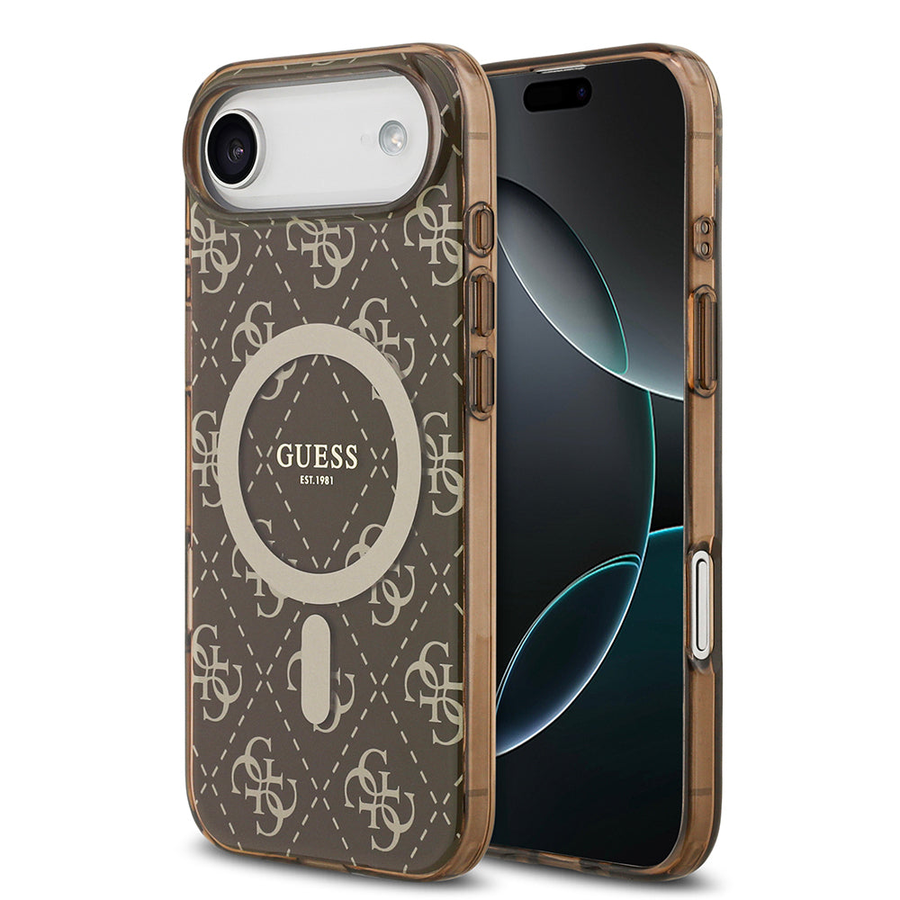 iPhone 17 Air Kılıf Guess Orjinal Lisanslı M-safe Şarj Özellikli IML Baskılı Klasik Logolu 4G Desenli Kapak
