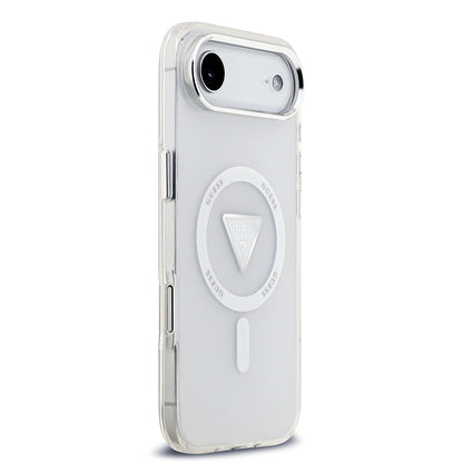 iPhone 17 Air Kılıf Guess Orjinal Lisanslı M-safe Şarj Özellikli IML Baskılı Üçgen Logolu Metal Kamera Çerçeveli Kapak