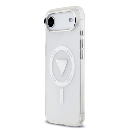 iPhone 17 Air Kılıf Guess Orjinal Lisanslı M-safe Şarj Özellikli IML Baskılı Üçgen Logolu Metal Kamera Çerçeveli Kapak