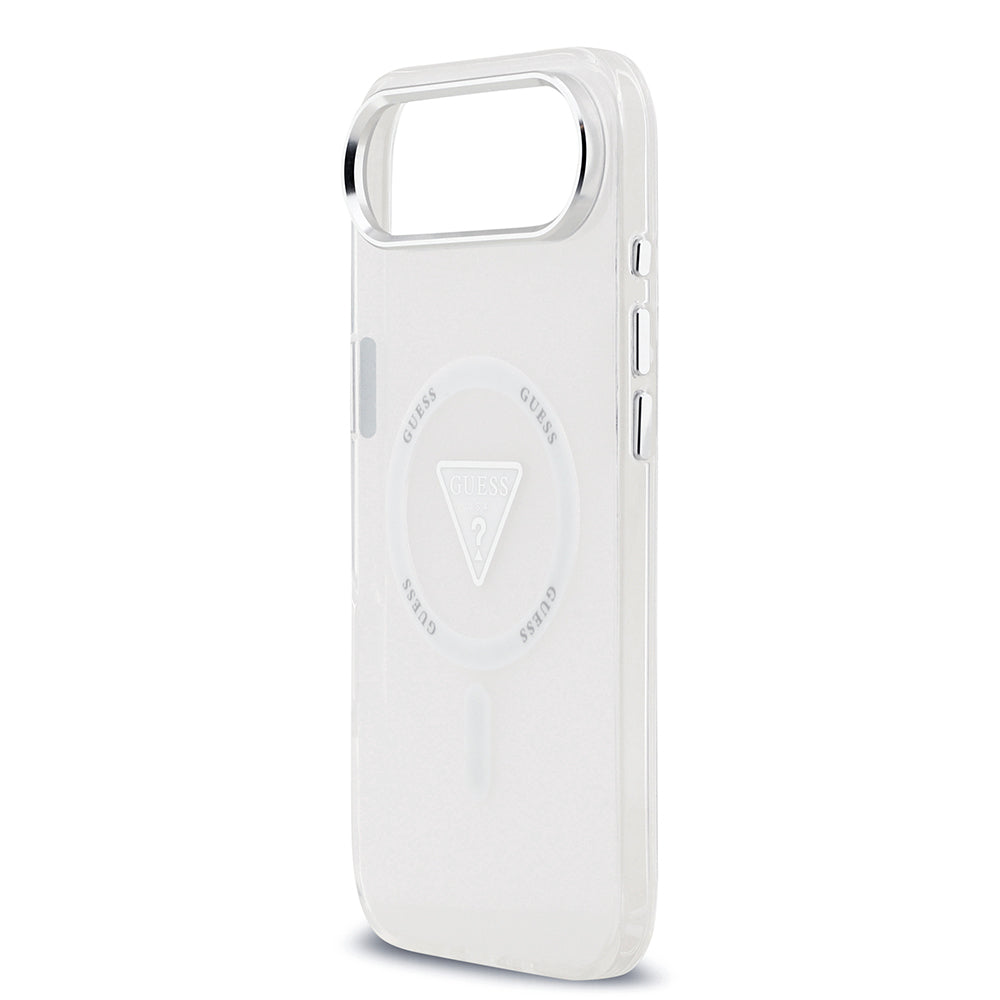 iPhone 17 Air Kılıf Guess Orjinal Lisanslı M-safe Şarj Özellikli IML Baskılı Üçgen Logolu Metal Kamera Çerçeveli Kapak