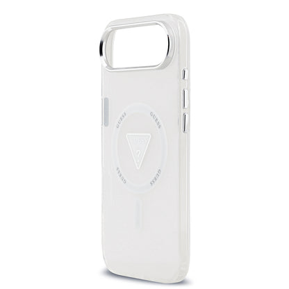 iPhone 17 Air Kılıf Guess Orjinal Lisanslı M-safe Şarj Özellikli IML Baskılı Üçgen Logolu Metal Kamera Çerçeveli Kapak