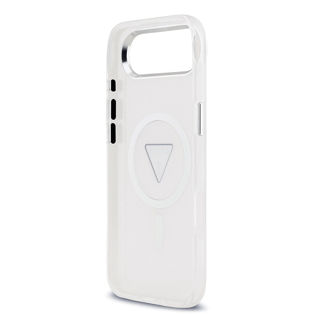 iPhone 17 Air Kılıf Guess Orjinal Lisanslı M-safe Şarj Özellikli IML Baskılı Üçgen Logolu Metal Kamera Çerçeveli Kapak