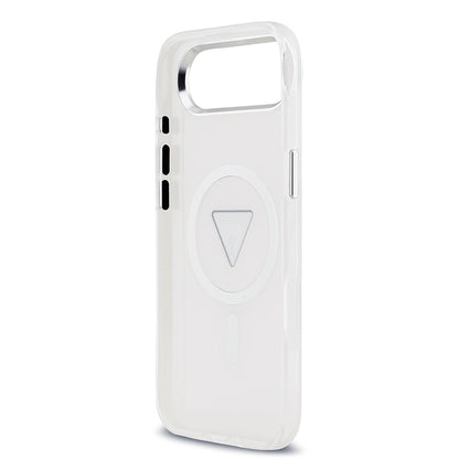 iPhone 17 Air Kılıf Guess Orjinal Lisanslı M-safe Şarj Özellikli IML Baskılı Üçgen Logolu Metal Kamera Çerçeveli Kapak