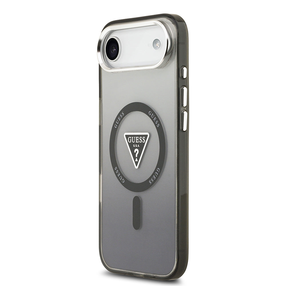 iPhone 17 Air Kılıf Guess Orjinal Lisanslı M-safe Şarj Özellikli IML Baskılı Üçgen Logolu Metal Kamera Çerçeveli Kapak