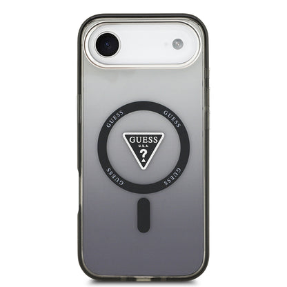 iPhone 17 Air Kılıf Guess Orjinal Lisanslı M-safe Şarj Özellikli IML Baskılı Üçgen Logolu Metal Kamera Çerçeveli Kapak