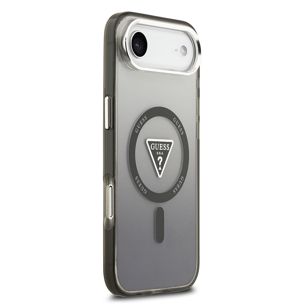 iPhone 17 Air Kılıf Guess Orjinal Lisanslı M-safe Şarj Özellikli IML Baskılı Üçgen Logolu Metal Kamera Çerçeveli Kapak