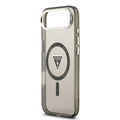 iPhone 17 Air Kılıf Guess Orjinal Lisanslı M-safe Şarj Özellikli IML Baskılı Üçgen Logolu Metal Kamera Çerçeveli Kapak