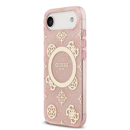 iPhone 17 Air Kılıf Guess Orjinal Lisanslı M-safe Şarj Özellikli IML Peony ve 4G Desenli Klasik Logolu Kapak