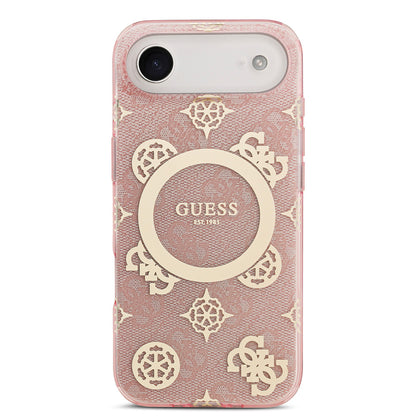 iPhone 17 Air Kılıf Guess Orjinal Lisanslı M-safe Şarj Özellikli IML Peony ve 4G Desenli Klasik Logolu Kapak