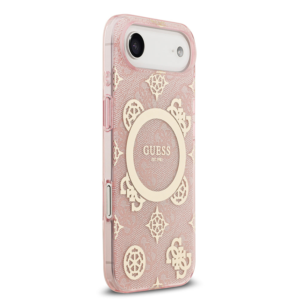 iPhone 17 Air Kılıf Guess Orjinal Lisanslı M-safe Şarj Özellikli IML Peony ve 4G Desenli Klasik Logolu Kapak