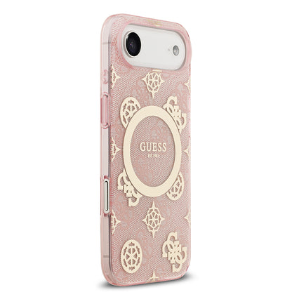 iPhone 17 Air Kılıf Guess Orjinal Lisanslı M-safe Şarj Özellikli IML Peony ve 4G Desenli Klasik Logolu Kapak