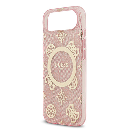 iPhone 17 Air Kılıf Guess Orjinal Lisanslı M-safe Şarj Özellikli IML Peony ve 4G Desenli Klasik Logolu Kapak