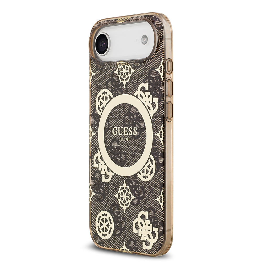 iPhone 17 Air Kılıf Guess Orjinal Lisanslı M-safe Şarj Özellikli IML Peony ve 4G Desenli Klasik Logolu Kapak