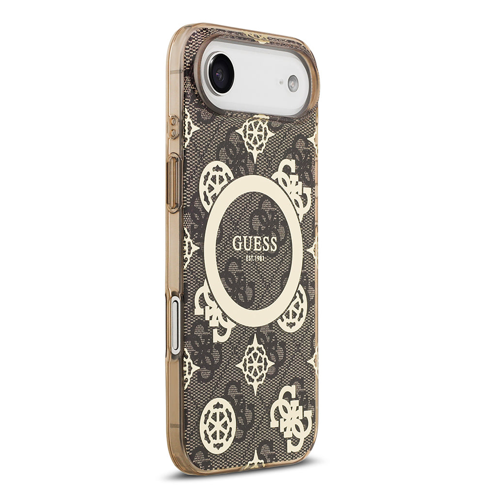 iPhone 17 Air Kılıf Guess Orjinal Lisanslı M-safe Şarj Özellikli IML Peony ve 4G Desenli Klasik Logolu Kapak