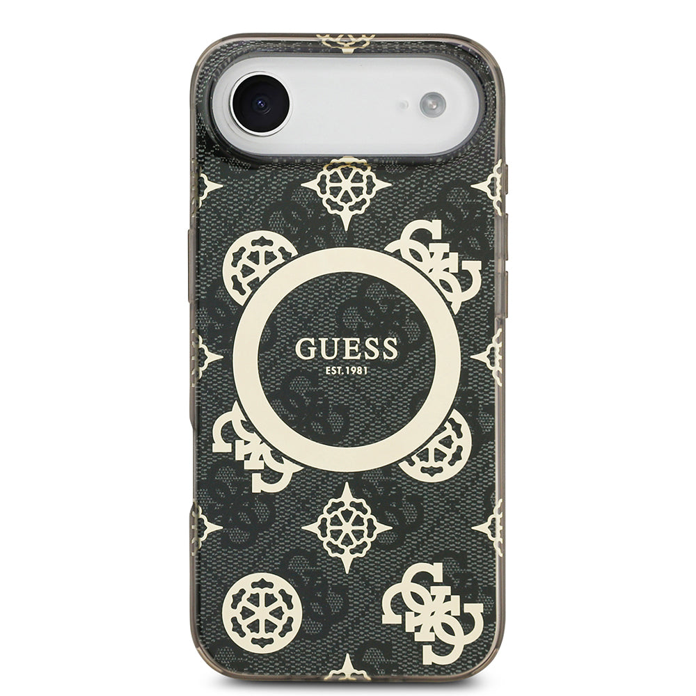 iPhone 17 Air Kılıf Guess Orjinal Lisanslı M-safe Şarj Özellikli IML Peony ve 4G Desenli Klasik Logolu Kapak
