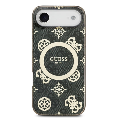 iPhone 17 Air Kılıf Guess Orjinal Lisanslı M-safe Şarj Özellikli IML Peony ve 4G Desenli Klasik Logolu Kapak