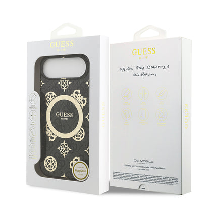 iPhone 17 Air Kılıf Guess Orjinal Lisanslı M-safe Şarj Özellikli IML Peony ve 4G Desenli Klasik Logolu Kapak