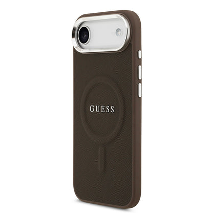 iPhone 17 Air Kılıf Guess Orjinal Lisanslı M-safe Şarj Özellikli Klasik Yazı Logolu PU Deri Kapak