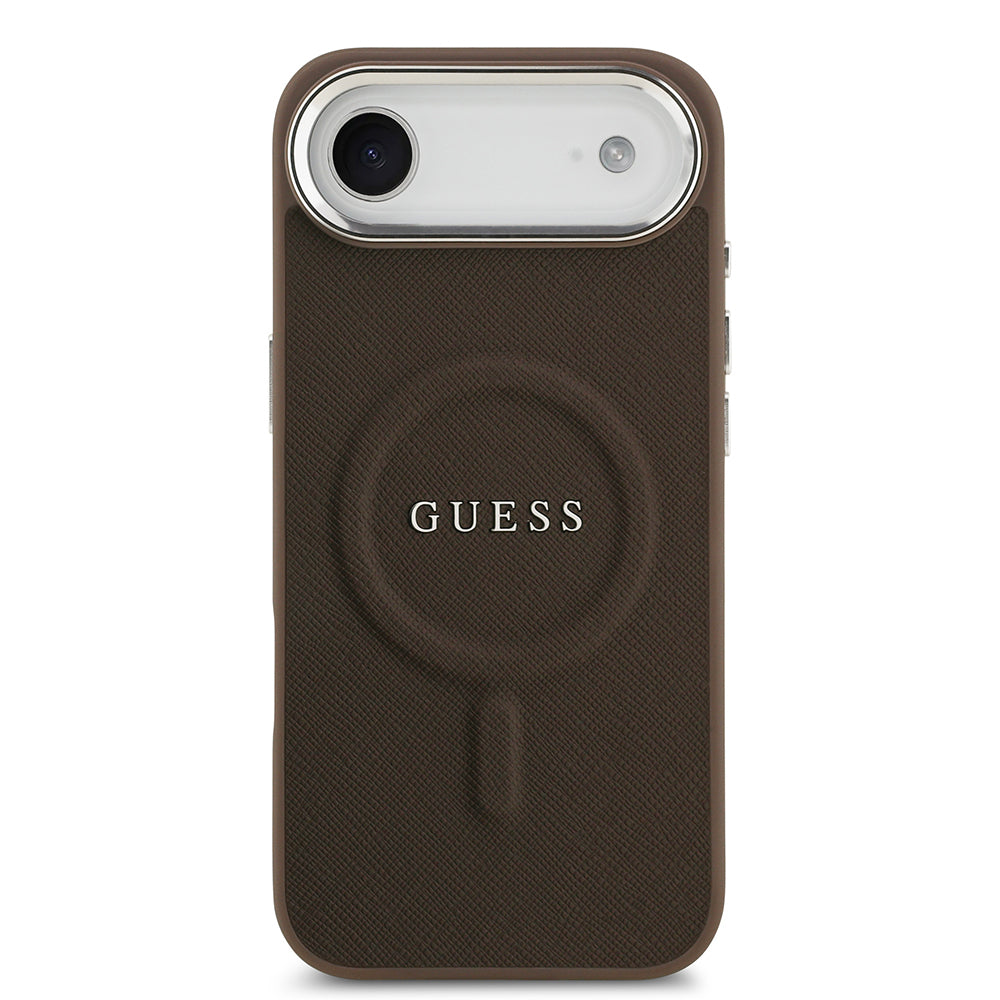 iPhone 17 Air Kılıf Guess Orjinal Lisanslı M-safe Şarj Özellikli Klasik Yazı Logolu PU Deri Kapak