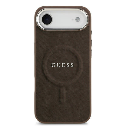 iPhone 17 Air Kılıf Guess Orjinal Lisanslı M-safe Şarj Özellikli Klasik Yazı Logolu PU Deri Kapak