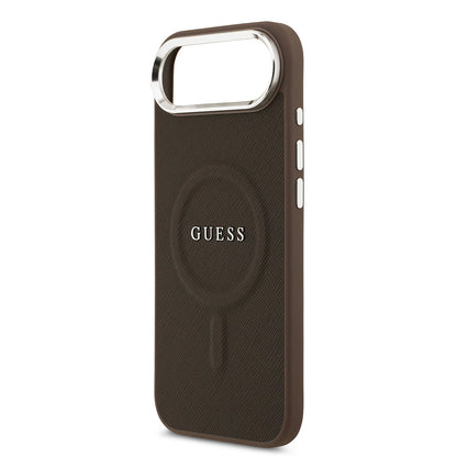 iPhone 17 Air Kılıf Guess Orjinal Lisanslı M-safe Şarj Özellikli Klasik Yazı Logolu PU Deri Kapak