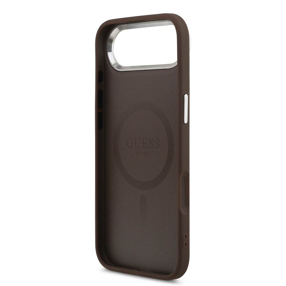 iPhone 17 Air Kılıf Guess Orjinal Lisanslı M-safe Şarj Özellikli Klasik Yazı Logolu PU Deri Kapak