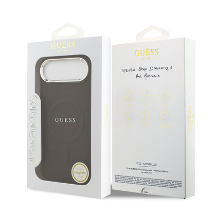iPhone 17 Air Kılıf Guess Orjinal Lisanslı M-safe Şarj Özellikli Klasik Yazı Logolu PU Deri Kapak